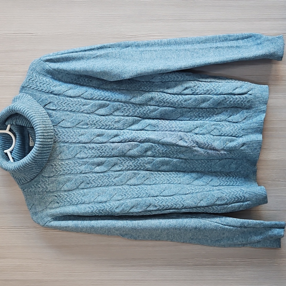 Blue Cable Knit Sweater Size Large